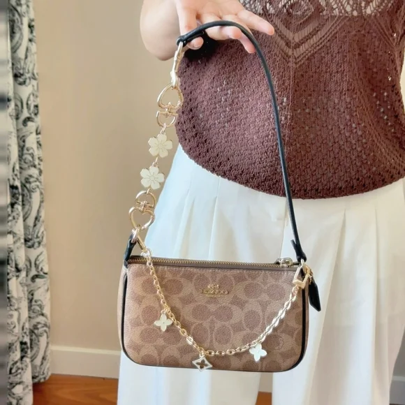 NWT Coach Nolita 19 In Signature Canvas Gold/Tan/Black Plus Extended Chain - Picture 3 of 10